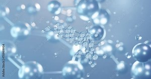 Cannabinol, rotating 3D model of psychoactive cannabinoid, seamless looped video, molecular structure with selective focus