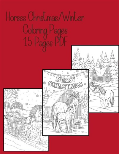 Horse Coloring Pages, Horse Christmas Coloring Pages Printable Horse Coloring Pages Pdf Horse Winter Coloring Pages Horses Coloring Sheets - Etsy