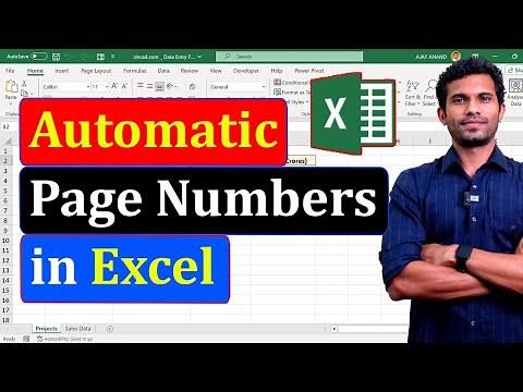 Insert Page numbers in Excel Sheet