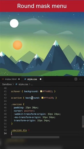 Round mask menu HTML and CSS #shorts