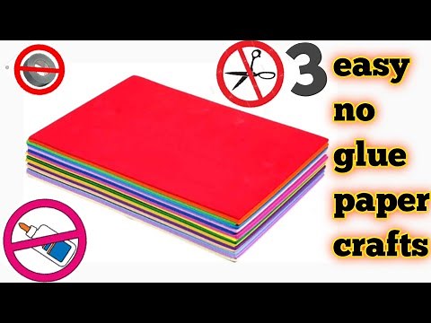 No glue paper crafts|Diy paper craft without glue|Diy no glue no scissor paper crafts|No glue cards