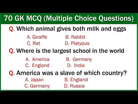 70 GK Questions - General Knowledge questions with answers - GK MCQ (Multiple Choice Questions)
