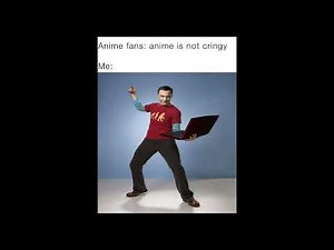 Cringe anime memes but with Sheldon Cooper holding a laptop