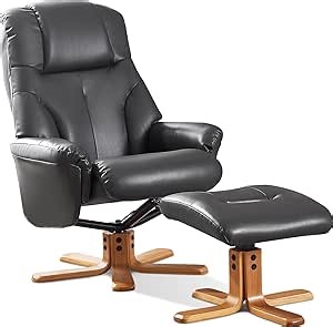 Swivel Recliner Chair with Ottoman, Recliners on Clearance, Stylish Faux Leather Reclining Chair for Adults, 360° Swivel, Chairs for Living Room, Study, RV Recliners (Dark Gray)