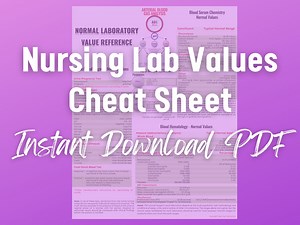 NCLEX Lab Values Cheat Sheet: Nursing Study Guide (digital Download) - Etsy