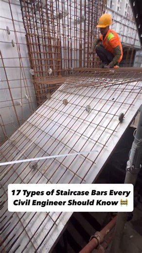Apaha - Civil Engineering Training Institute on Instagram: "🧱 Staircase Reinforcement in MIVAN Construction Here’s a quick breakdown every civil engineer should know 👇 1️⃣ Flight Main Bars – run along the slope, take main bending tension, placed at the bottom and extended into landing. 2️⃣ Distribution Bars – placed above main bars, run across the flight to distribute the load evenly. 3️⃣ Step Bars (Tread–Riser Bars) – placed at step corners to avoid cracks at riser edges. 4️⃣ Scissors Bars /