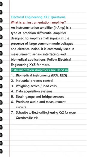 What is an Instrumentation Amplifier #short #questions #electricalengineering