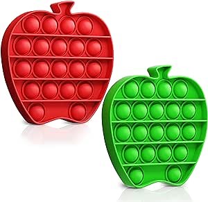 Green and Red Apple Fruits Food Pop On It Its Cheap Popping Fidget Pack - Bubble Push Stress Reliever Toy - Anxiety Relief Sensory Popper - Antistress Summer Rare Set
