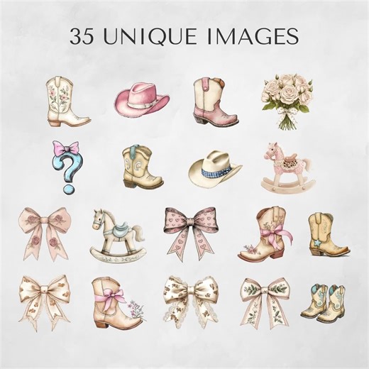 Boots and Bows Gender Reveal Clipart Pack for Commercial Use, Cowgirl Boots PNG, Coquette Bow, Coastal Cowgirl Clipart, Sublimation Designs - Etsy