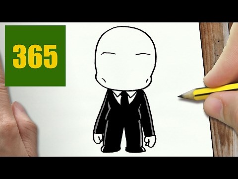 HOW TO DRAW A SLENDERMAN CUTE, Easy step by step drawing lessons for kids
