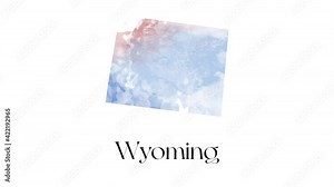 Watercolor animated map showing the state of Wyoming from the united state of American. 2d map of Wyoming. Stock Video