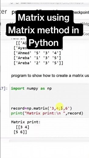 Python Matrix Using NumPy Quick Tutorial! #python #ai