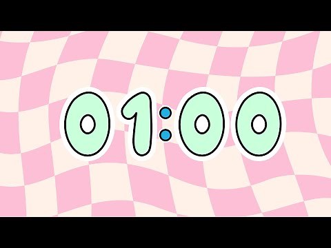 💗1-Minute Timer | Pink Checkered Countdown & Soft Bell 🌟 4K