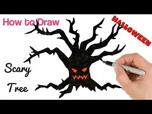 How to Draw Scary Tree for Halloween Drawing and Coloring for Kids