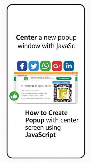 Create Centered Popup Using JavaScript & jQuery | Web Development Tutorial #shorts #popup #shorts