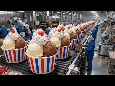 Inside Ice Cream Factory Production | How Ice Cream Is Made & Packed in USA Factories