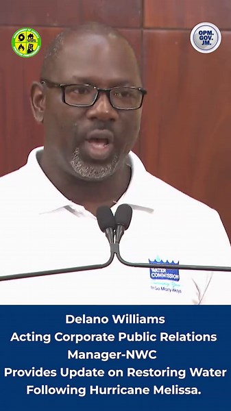 Mr. Delano Williams of the National Water Commission (NWC) reported that Hurricane Melissa has caused widespread water service disruptions, especially in western parishes. Generators, water trucks, and filling stations are being deployed to affected areas, while major towns in the east are expected to see near-normal service by the weekend. The NWC contact center (888-225-5692 / 888-CALL-NWC) remains open for reports and restoration queries.