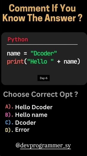 day-06 : basic python test your coding skills #70dayschallenge #pythonprogramming