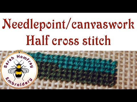Half Cross stitch in needlepoint / canvaswork embroidery | Needlepoint stitches video tutorial