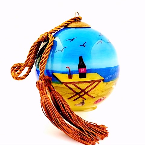Inside Painted Glass Ornament - Ideal for Festive | Hand Art & Collectible - Santa Beach 2025 | Decor for Friends & Family by LiBien for Christmas Tree for Holiday, Thanksgiving, New Year