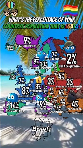 Percentage of your country’s population that’s lgbtq #map #mapping #europe #geography #usa #shorts