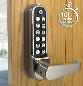 BL5400 ECP - Flat bar lever keypad with an internal lever handle & on the door code change function - Borg Locks