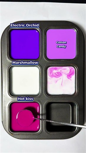 Electric Orchid + Marshmallow + Hot Kiss #colormixing #mixcolor #satisfying