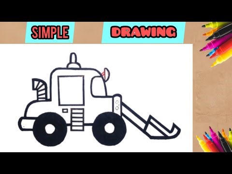 How to draw a BULLDOZER step by step || simple drawing for beginners
