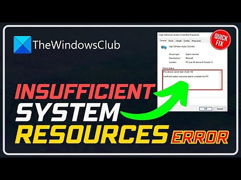 Fix insufficient system resources exist to complete the API error on Windows 11/10