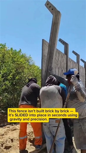 This Concrete Fence Installs INSANELY Fast… Construction Workers #construction #concrete #shorts