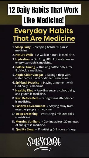 12 Daily Habits That Work Like Medicine 🌿💛 #dailyhabits #selfcaretips #healthylifestyle