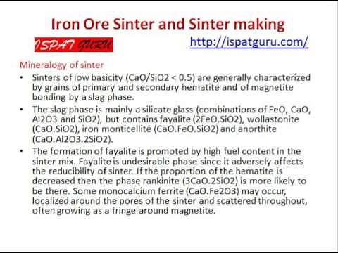 Iron ore sinter and sinter making Part 1