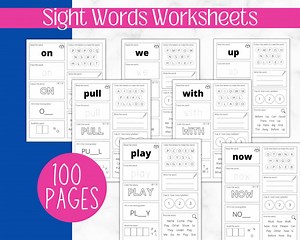100 Printable Sight Words | Kindergarten Worksheets | Practice Spelling | Phonics Homeschool | Kindergarten | Learning - Etsy
