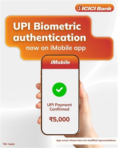 Make UPI transactions of up to ₹5000 using biometric authentication with iMobile