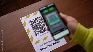 The QR code reader app during the Covid-19. Scan the QR code when entering a transport or institution, as well as in public places, crossing the state border. Travel, pass, ID card, identification