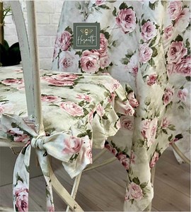 Ruffled Provence Chair Cushion: French Country Floral Cotton Seat Pad - Etsy