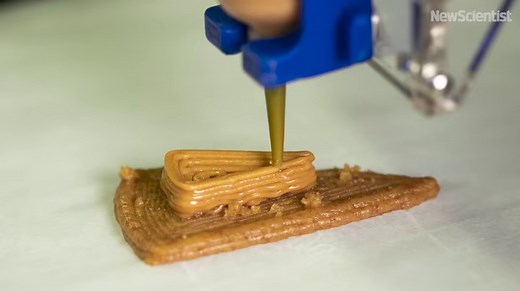 10K views · 107 reactions | This cake was 3D-printed using seven simple ingredients blended into pastes: graham crackers, peanut butter, strawberry jam, Nutella, banana puree, cherry syrup and frosting. The result was a layered flavour that "hits you in different waves", says Jonathan Blutinger at Columbia University in New York. Learn more: https://www.newscientist.com/article/2365015-3d-printed-cake-made-from-7-different-pastes-and-finished-by-a-laser/ | New Scientist | Facebook