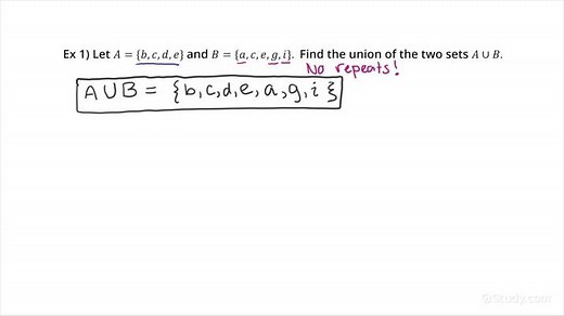 How to Find the Union of Two Sets | Algebra | Study.com
