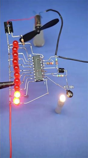 Smart Temperature Sensor Circuit using LM3914 & NTC | LED Level Indicator + Fan Control#dilveersingh