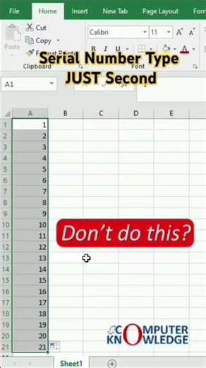 Serail Number in #Excel #shortcut #computerknowledge #computertricks