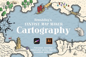 Procreate Fantasy Map Maker Brushes, a Brush Add-On by BrushBoy