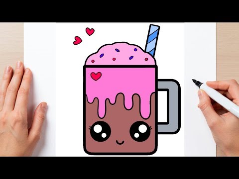 How to Draw a Cute Cold Chocolate Coffee ☕❄️ | Easy Drawing for Kids