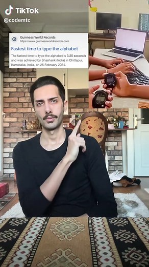 World Record for Fastest Alphabet Typing in 3.154 Seconds