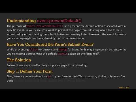 How to Stop Your Page from Reloading with event.preventDefault()