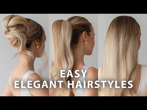 3 Easy Elegant Hair Styles for Long Hair and Medium Hair ♥️ French Twist Updo, Half Up, Ponytail