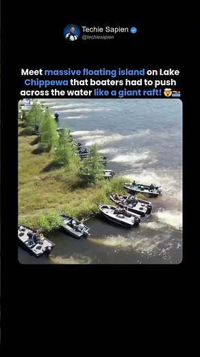 Boaters Move a Giant Floating Island Across Lake Chippewa! 🤯🌲