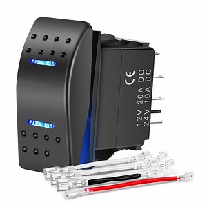 7Pin DPDT On/Off Momentary Rocker Switch Blue