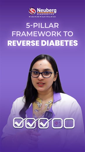 Reversing Diabetes isn’t a one-step fix, it’s a system. Here’s the 5-Pillar Framework to Reverse Type 2 Diabetes naturally and sustainably. Save this and start your reversal journey today! #neubergdiagnostics #ReverseDiabetes #DiabetesReversal #BloodSugarControl #ReverseDiabetesNaturally #DiabetesAwareness #DiabetesDiet #HealthyHabits #InsulinResistance | Neuberg Diagnostics