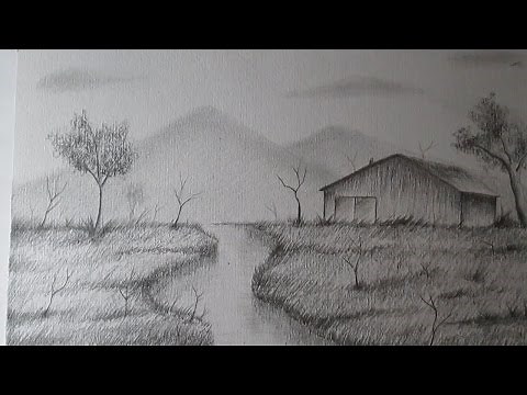 Cómo dibujar un sencillo paisaje a lápiz paso a paso, BIEN EXPLICADO