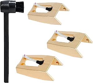 3 Pack Diamond Record Player Needle Replacement, Vinyl Turntable Record Needles with Stylus Cleaning Brush Kit for Victrola Crosley ION Jenson Boytone York Yorx LP Phonograph